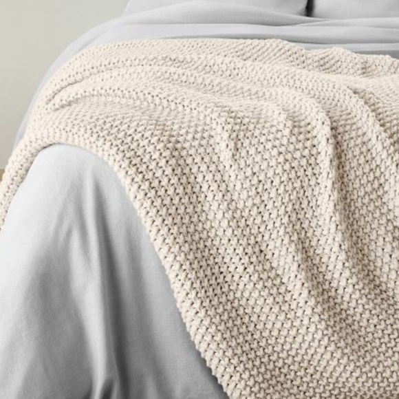 Casaluna Bedding Casaluna Chunky Knit Bed Blanket Natural Queen Nwt